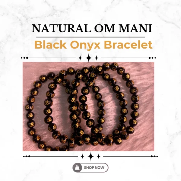 Natural OM Mani Black Onyx Bracelet